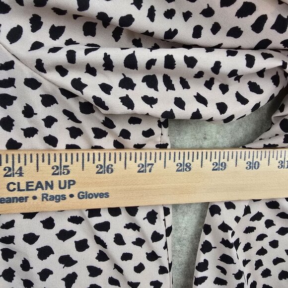 Long Sleeve Polka Dot Ruffle Hem Midi Dress 5XL Beige & Black 100% Polyester - Picture 5 of 6